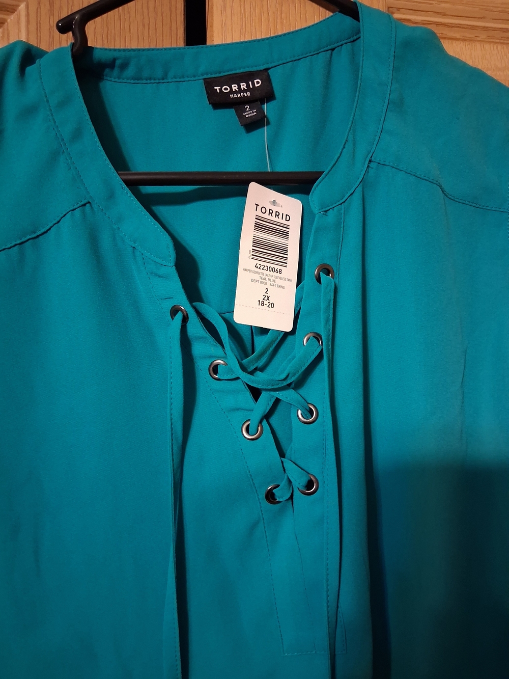 Torrid Teal Lace-Up Women's Top